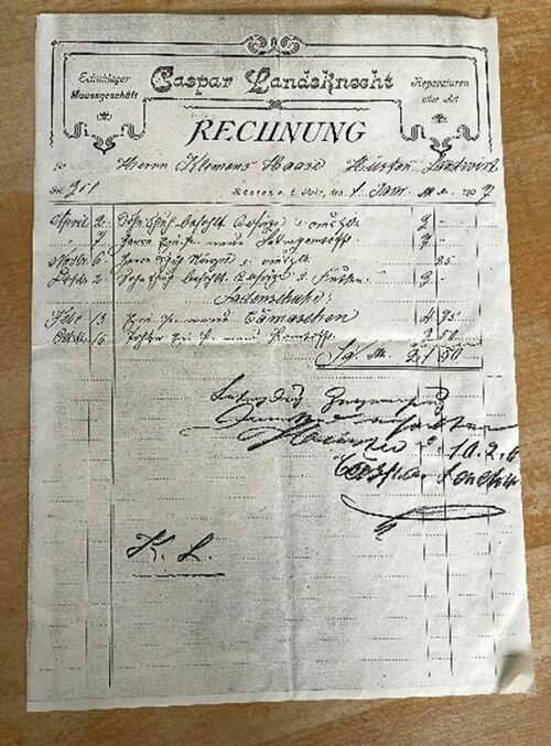 1907 – Rechnung aus diesem Jahr